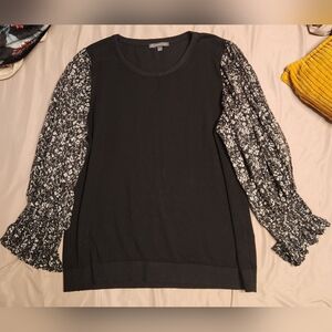 Adrianna Papell Black Floral Sleeve Top